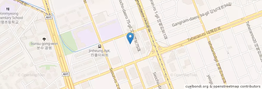 Mapa de ubicacion de 옥토버훼스트 강남점 en 대한민국, 서울, 서초구, 서초동, 서초4동.