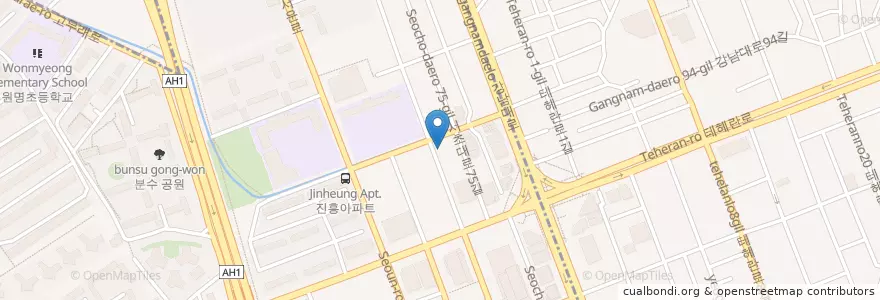 Mapa de ubicacion de 써스티몽크 강남역점 en Südkorea, Seoul, 서초구, 서초동, 서초4동.