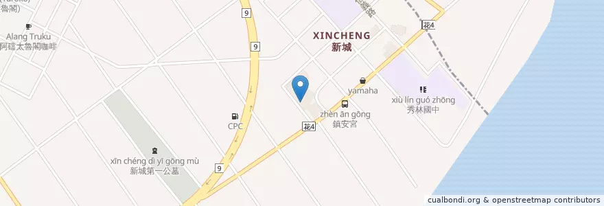 Mapa de ubicacion de 鎮安宮 en Taiwan, Provincia Di Taiwan, Contea Di Hualien, Xincheng.