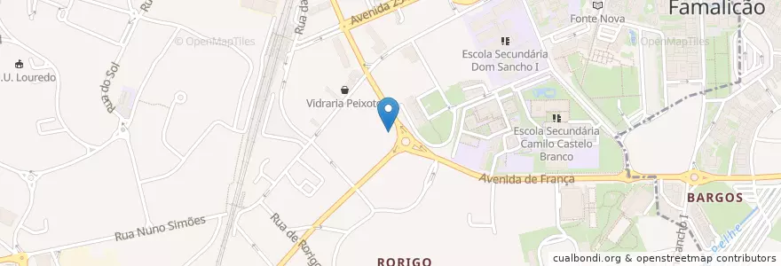 Mapa de ubicacion de Novo Banco en پرتغال, Norte, Braga, Ave, Vila Nova De Famalicão, Vila Nova De Famalicão E Calendário.