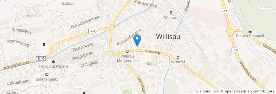 Mapa de ubicacion de Kantonspolizei Luzern, Aussenstelle Willisau en Schweiz/Suisse/Svizzera/Svizra, Luzern, Willisau.
