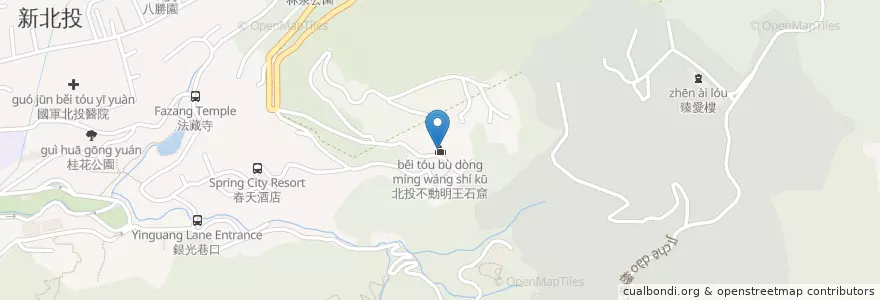 Mapa de ubicacion de 北投不動明王石窟 en Taiwan, 新北市, Taipei, 北投區.