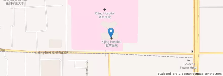 Mapa de ubicacion de 西京医院 en 中国, 陕西省, 西安市, 新城区.