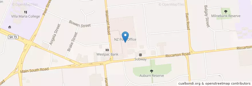 Mapa de ubicacion de Burger Fuel en 뉴질랜드, Canterbury, Christchurch City, Halswell-Hornby-Riccarton Community.