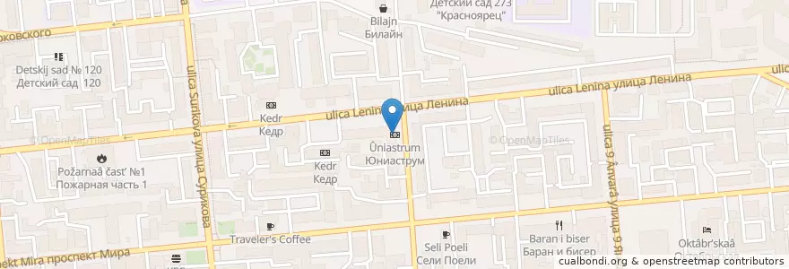 Mapa de ubicacion de Юниаструм en Rússia, Distrito Federal Siberiano, Красноярский Край, Городской Округ Красноярск.