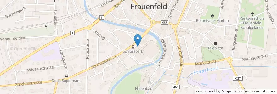 Mapa de ubicacion de Coop Vitality en Schweiz/Suisse/Svizzera/Svizra, Thurgau, Bezirk Frauenfeld, Frauenfeld.
