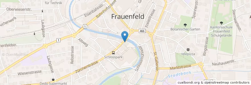 Mapa de ubicacion de Migros Bank en 스위스, Thurgau, Bezirk Frauenfeld, Frauenfeld.