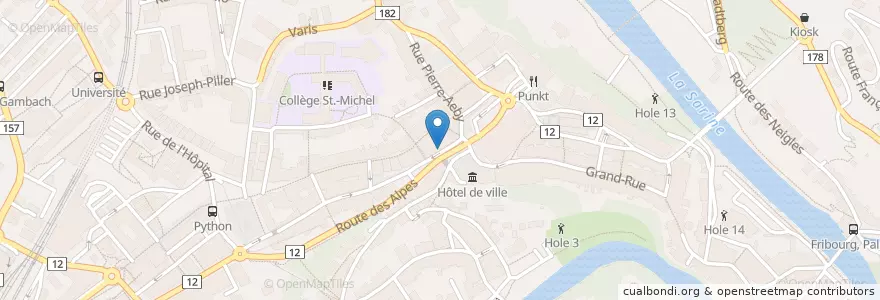 Mapa de ubicacion de Cafe du Tilleul en Suisse, Fribourg, District De La Sarine, Fribourg.