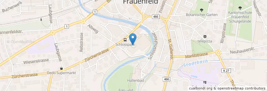 Mapa de ubicacion de Coop Restaurant en Швейцария, Тургау, Bezirk Frauenfeld, Frauenfeld.