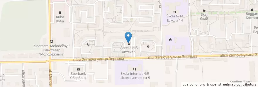 Mapa de ubicacion de Аптека №5 en روسيا, Приволжский Федеральный Округ, Нижегородская Область, Городской Округ Саров.