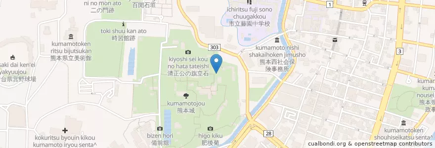 Mapa de ubicacion de ベンチ en Japan, Kumamoto Prefecture, Kumamoto, Chuo Ward.
