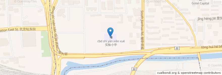 Mapa de ubicacion de cbd实验小学 en 中国, 北京市, 河北省, 东城区.