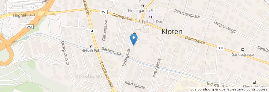 Mapa de ubicacion de Stadtbibliothek Kloten en 스위스, 취리히, Bezirk Bülach, Kloten.