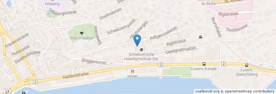 Mapa de ubicacion de Montana Beach Club en Zwitserland, Luzern, Luzern.