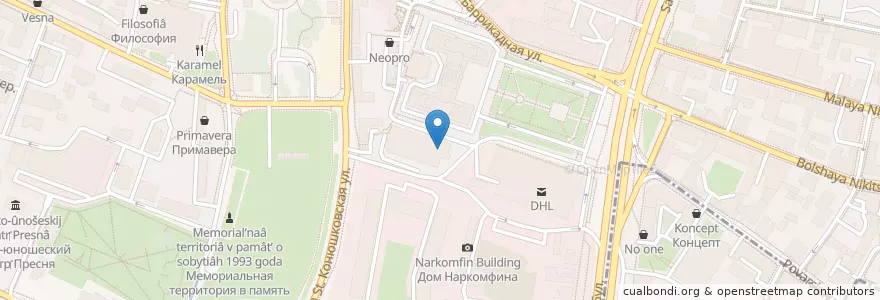 Mapa de ubicacion de Точка кипения en Rusland, Centraal Federaal District, Moskou, Центральный Административный Округ, Пресненский Район.