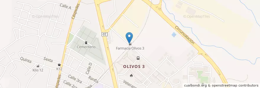 Mapa de ubicacion de Farmacia Olivos 3 en 쿠바, Sancti Spiritus, Sancti Spiritus, Ciudad De Sancti Spiritus.