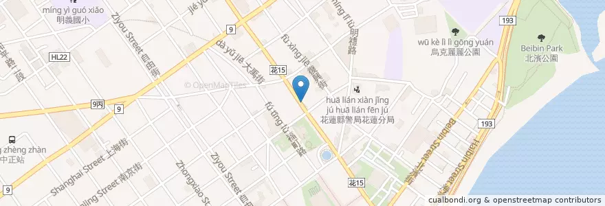Mapa de ubicacion de 鐵板燒 en 台湾, 台湾省, 花蓮県, 花蓮市.