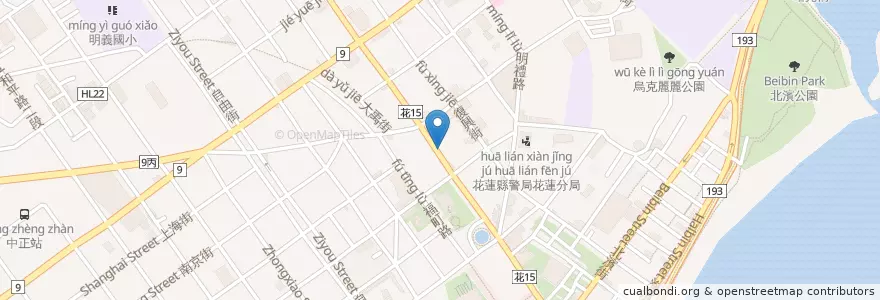 Mapa de ubicacion de 烤肉飯 en تایوان, 臺灣省, هوالاین, 花蓮市.