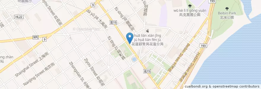 Mapa de ubicacion de 華南商業銀行 en 台湾, 台湾省, 花蓮県, 花蓮市.