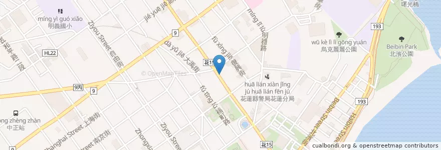 Mapa de ubicacion de 合作金庫商業銀行 en تايوان, مقاطعة تايوان, هوالين, 花蓮市.