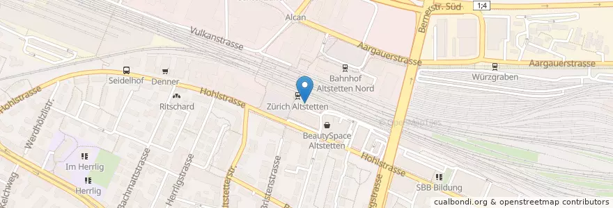 Mapa de ubicacion de Amavita Altstetten en Suisse, Zurich, District De Zurich, Zurich.