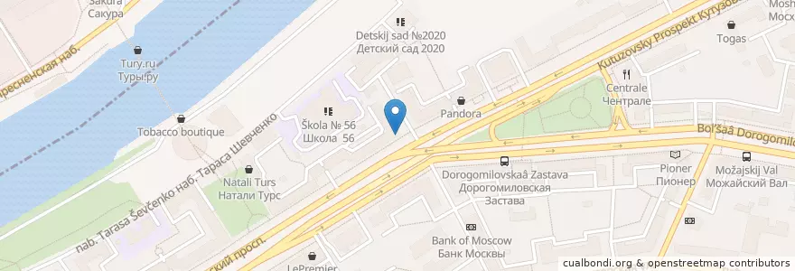 Mapa de ubicacion de Газпромбанк en Russland, Föderationskreis Zentralrussland, Moskau, Westlicher Verwaltungsbezirk, Район Дорогомилово.