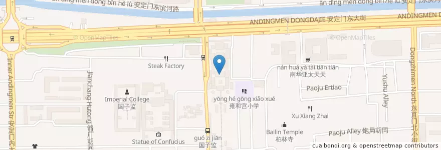 Mapa de ubicacion de Lama Temple en China, Beijing, Hebei, Dongcheng District.