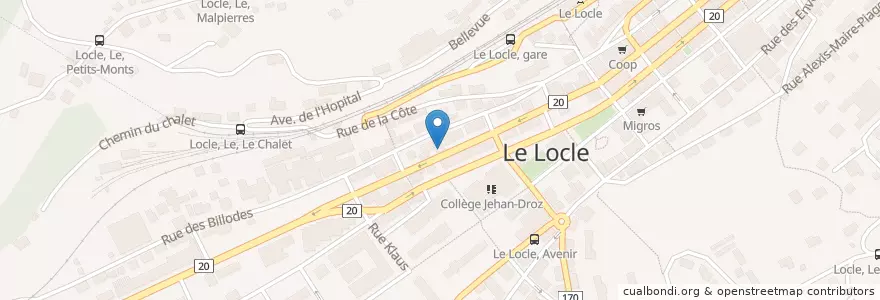 Mapa de ubicacion de Lux en Suíça, Neuchâtel, District Du Locle, Le Locle.