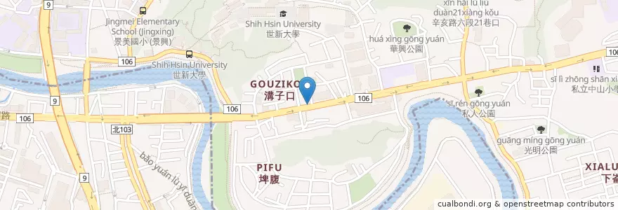 Mapa de ubicacion de 試院精緻自助餐 en تايوان, تايبيه الجديدة, تايبيه, 文山區, 新店區.