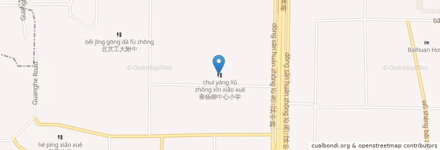 Mapa de ubicacion de 垂杨柳中心小学 en 中国, 北京市, 河北省, 朝阳区 / Chaoyang.