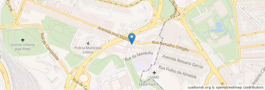 Mapa de ubicacion de Santander Totta en Portugal, Aire Métropolitaine De Lisbonne, Lisbonne, Grande Lisboa, Lisbonne, Campolide, Avenidas Novas.