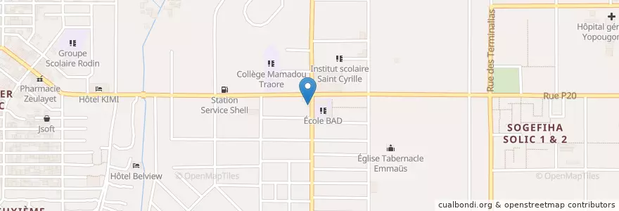 Mapa de ubicacion de Pharmacie Roxanne en Кот-Д’Ивуар, Абиджан, Yopougon.