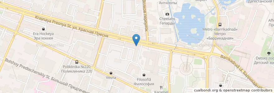Mapa de ubicacion de Дружба en ロシア, 中央連邦管区, モスクワ, Центральный Административный Округ, Пресненский Район.