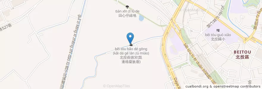 Mapa de ubicacion de 北投保德宮(凱達格蘭族廟) en 臺灣, 新北市, 臺北市, 北投區.