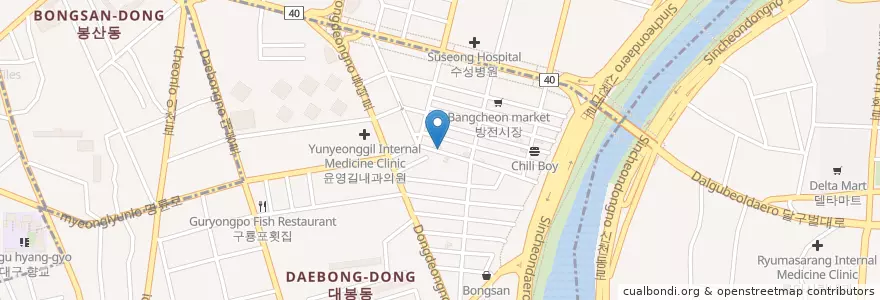 Mapa de ubicacion de Cactus en Südkorea, Daegu, Jung-Gu, Daebong-Dong.