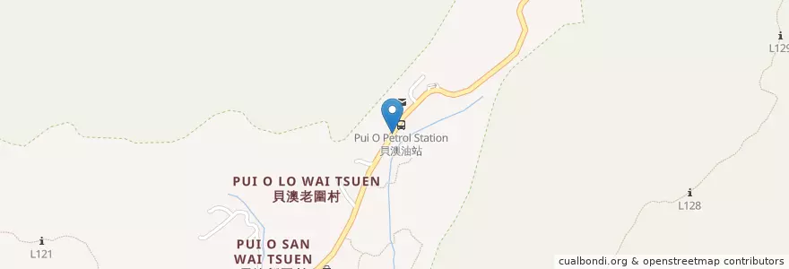 Mapa de ubicacion de Pui O Petrol Filling Station en China, Hong Kong, Guangdong, New Territories, Islands District.