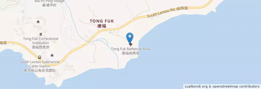 Mapa de ubicacion de 塘福燒烤場 Tong Fuk Barbecue Area en 中国, 香港, 広東省, 新界, 離島區 Islands District.