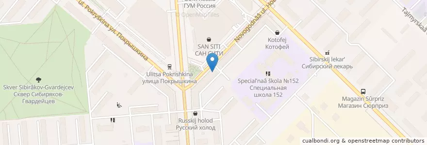 Mapa de ubicacion de Открытие en روسيا, Сибирский Федеральный Округ, نوفوسيبيرسك أوبلاست, Городской Округ Новосибирск.
