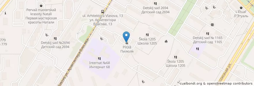 Mapa de ubicacion de Пилюля en روسيا, Центральный Федеральный Округ, Москва, Юго-Западный Административный Округ.