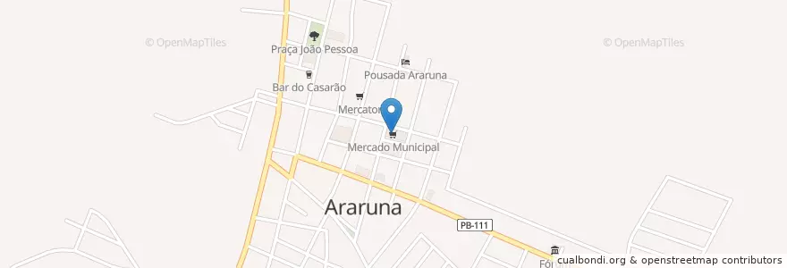 Mapa de ubicacion de Mercado Municipal en Brasile, Regione Nordest, Paraíba, Região Geográfica Intermediária De João Pessoa, Região Metropolitana De Araruna, Região Geográfica Imediata De Guarabira, Araruna.