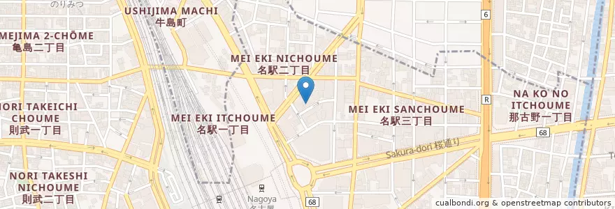 Mapa de ubicacion de 座座はなれ en 日本, 爱知县, 名古屋市, 中村区.