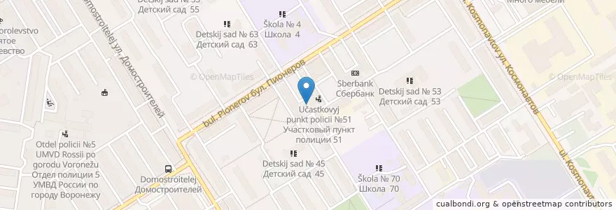 Mapa de ubicacion de Детский квартал en Russland, Föderationskreis Zentralrussland, Oblast Woronesch, Городской Округ Воронеж.