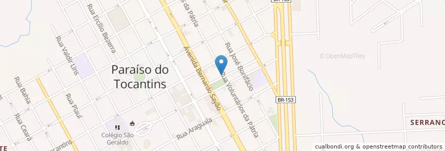 Mapa de ubicacion de Gelate Açaí en ブラジル, 北部地域, トカンティンス, Microrregião De Rio Formoso, Região Geográfica Intermediária De Palmas, Paraíso Do Tocantins.
