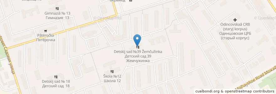 Mapa de ubicacion de Детский сад №39 Жемчужинка en Russia, Distretto Federale Centrale, Oblast' Di Mosca, Одинцовский Городской Округ.