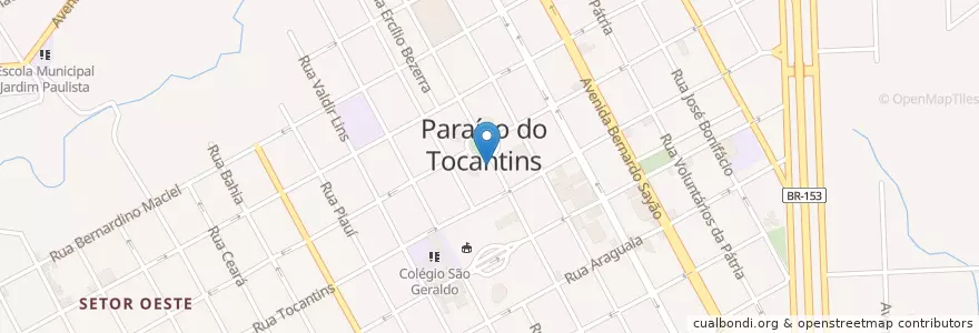 Mapa de ubicacion de 1ª Igreja Batista de Paraíso do Tocantins en البَرَازِيل, المنطقة الشمالية, توكانتينس, Microrregião De Rio Formoso, Região Geográfica Intermediária De Palmas, Paraíso Do Tocantins.