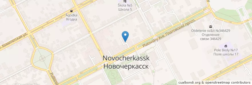Mapa de ubicacion de Приват-банк en Rússia, Distrito Federal Do Sul, Oblast De Rostov, Городской Округ Новочеркасск.