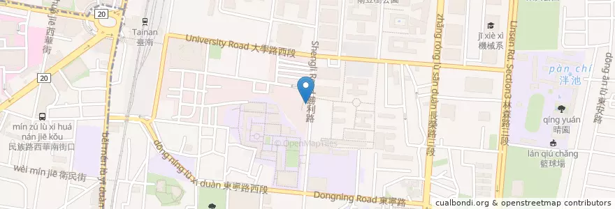 Mapa de ubicacion de 勝利早點 en 台湾, 台南市, 東区.