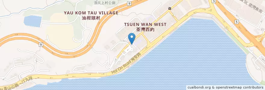 Mapa de ubicacion de 荃灣西郵政局 Tsuen Wan West Post Office en 中国, 广东省, 香港 Hong Kong, 新界 New Territories, 荃灣區 Tsuen Wan District.