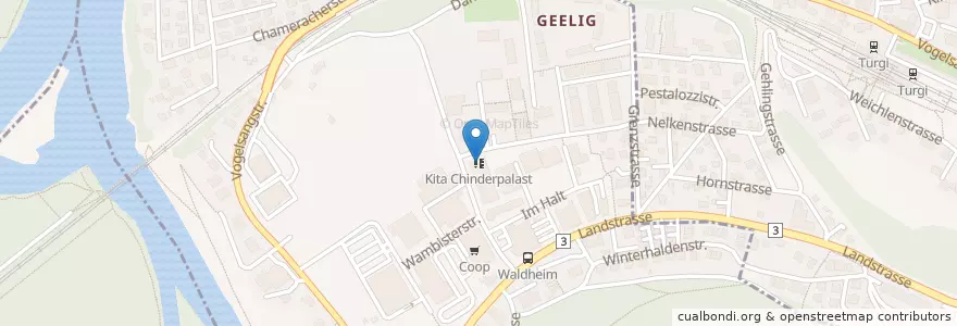 Mapa de ubicacion de Kita Chinderpalast en Svizzera, Argovia, Bezirk Baden, Gebenstorf.