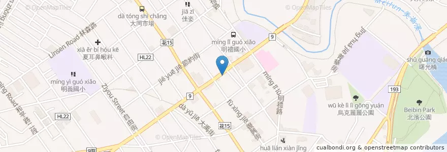 Mapa de ubicacion de 爭鮮迴轉壽司 en 台湾, 台湾省, 花蓮県, 花蓮市.